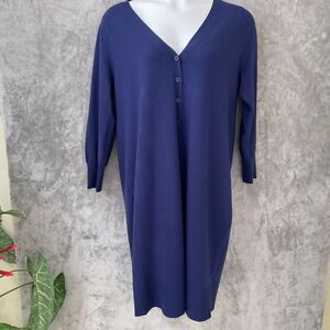 ModCloth Knit midi dress women’s plus size 1X Blue Button Front V-Neck *